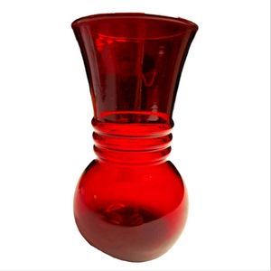 Royal Ruby red vase glass pineapple with etched design vintage.